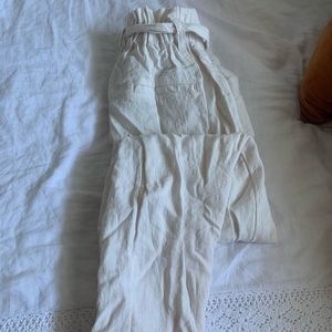 Lightweight + Cream Tie waist Pants